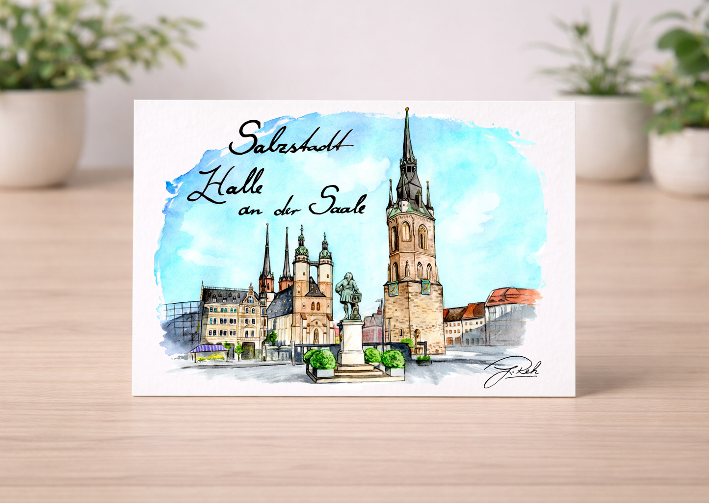 Postkarte -Salzstadt Halle an der Saale