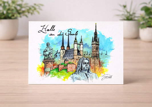 Postkarte - Collage Halle