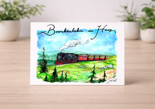 Postkarte- Brockenbahn im Harz - Mein Shop