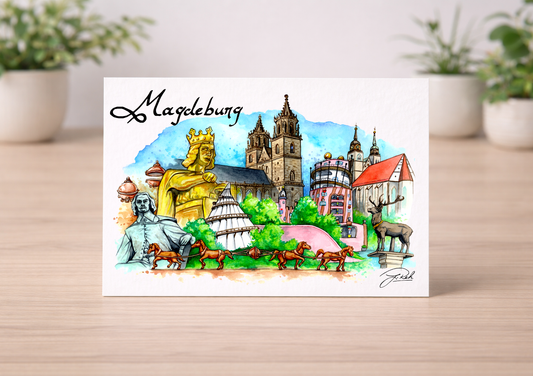 Postkarte - Collage Magdeburg - Mein Shop
