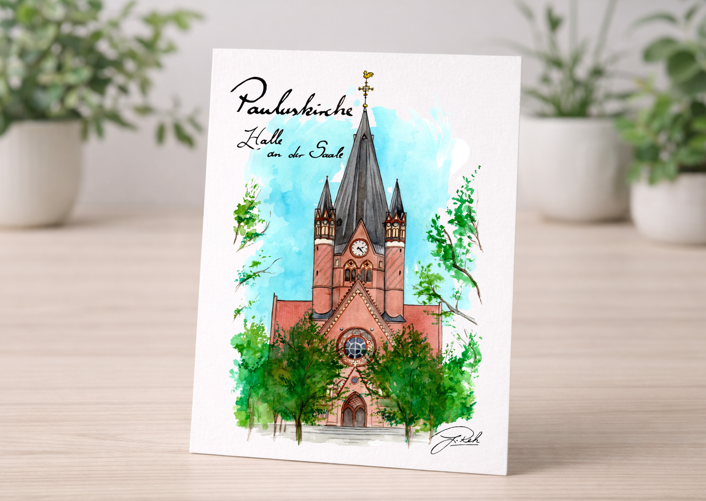 Postkarte - Pauluskirche Halle