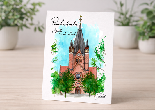 Postkarte - Pauluskirche Halle