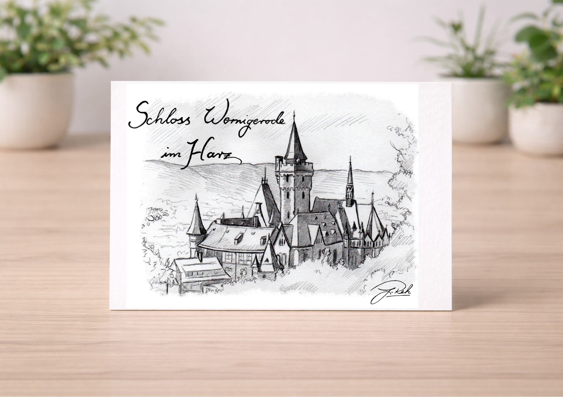 Postkarte - Schloss Wernigerode s/w - Mein Shop